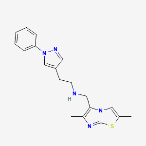 molecular formula C19H21N5S B7560870 N-[(2,6-dimethylimidazo[2,1-b][1,3]thiazol-5-yl)methyl]-2-(1-phenylpyrazol-4-yl)ethanamine 