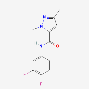 molecular formula C12H11F2N3O B7560972 N-(3,4-difluorophenyl)-2,5-dimethylpyrazole-3-carboxamide 