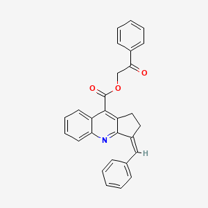 molecular formula C28H21NO3 B7561020 phenacyl (3Z)-3-benzylidene-1,2-dihydrocyclopenta[b]quinoline-9-carboxylate 