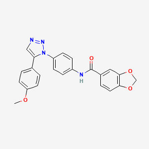 molecular formula C23H18N4O4 B7561026 N-{4-[5-(4-methoxyphenyl)-1H-1,2,3-triazol-1-yl]phenyl}-1,3-benzodioxole-5-carboxamide 