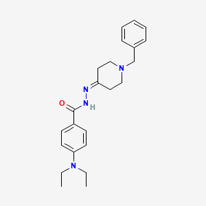 molecular formula C23H30N4O B7561051 N-[(1-benzylpiperidin-4-ylidene)amino]-4-(diethylamino)benzamide 