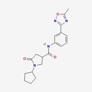 molecular formula C19H22N4O3 B7561173 1-cyclopentyl-N-[3-(5-methyl-1,2,4-oxadiazol-3-yl)phenyl]-5-oxopyrrolidine-3-carboxamide 