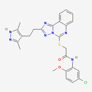 molecular formula C25H24ClN7O2S B7561236 N-(5-chloro-2-methoxyphenyl)-2-({2-[2-(3,5-dimethyl-1H-pyrazol-4-yl)ethyl][1,2,4]triazolo[1,5-c]quinazolin-5-yl}thio)acetamide 
