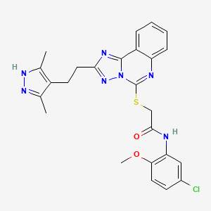 N-(5-chloro-2-methoxyphenyl)-2-[[2-[2-(3,5-dimethyl-1H-pyrazol-4-yl)ethyl]-[1,2,4]triazolo[1,5-c]quinazolin-5-yl]sulfanyl]acetamide