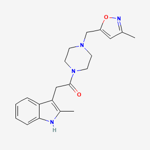 molecular formula C20H24N4O2 B7561272 2-(2-methyl-1H-indol-3-yl)-1-[4-[(3-methyl-1,2-oxazol-5-yl)methyl]piperazin-1-yl]ethanone 