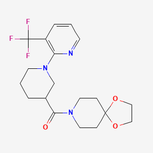molecular formula C19H24F3N3O3 B7561305 1,4-Dioxa-8-azaspiro[4.5]decan-8-yl-[1-[3-(trifluoromethyl)pyridin-2-yl]piperidin-3-yl]methanone 