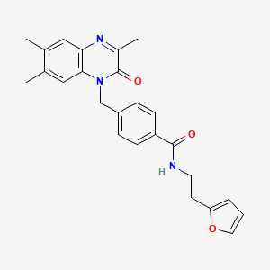 molecular formula C25H25N3O3 B7561328 N-[2-(2-furyl)ethyl]-4-[(3,6,7-trimethyl-2-oxoquinoxalin-1(2H)-yl)methyl]benzamide 