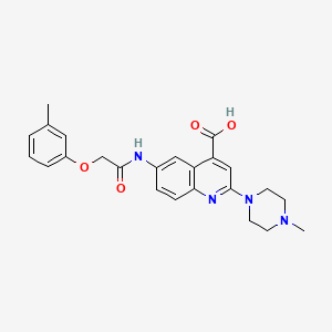 molecular formula C24H26N4O4 B7561333 6-{[(3-Methylphenoxy)acetyl]amino}-2-(4-methylpiperazin-1-yl)quinoline-4-carboxylic acid 
