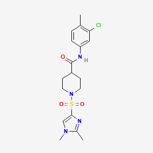 molecular formula C18H23ClN4O3S B7561352 N-(3-chloro-4-methylphenyl)-1-[(1,2-dimethyl-1H-imidazol-4-yl)sulfonyl]piperidine-4-carboxamide 