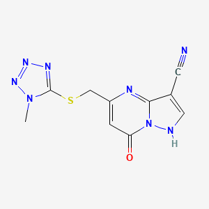 molecular formula C10H8N8OS B7561366 5-[(1-methyltetrazol-5-yl)sulfanylmethyl]-7-oxo-1H-pyrazolo[1,5-a]pyrimidine-3-carbonitrile 