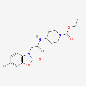 molecular formula C17H20ClN3O5 B7561372 ethyl 4-{[(6-chloro-2-oxo-1,3-benzoxazol-3(2H)-yl)acetyl]amino}piperidine-1-carboxylate 