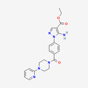 molecular formula C22H24N6O3 B7561404 ethyl 5-amino-1-{4-[(4-pyridin-2-ylpiperazin-1-yl)carbonyl]phenyl}-1H-pyrazole-4-carboxylate 