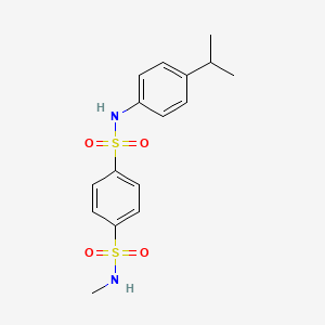 molecular formula C16H20N2O4S2 B7561458 1-N-methyl-4-N-(4-propan-2-ylphenyl)benzene-1,4-disulfonamide 