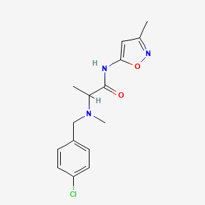 molecular formula C15H18ClN3O2 B7561510 2-[(4-chlorophenyl)methyl-methylamino]-N-(3-methyl-1,2-oxazol-5-yl)propanamide 
