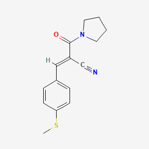molecular formula C15H16N2OS B7561513 3-[4-(Methylsulfanyl)phenyl]-2-(pyrrolidine-1-carbonyl)prop-2-enenitrile 