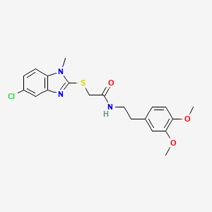 molecular formula C20H22ClN3O3S B7561519 2-(5-chloro-1-methylbenzimidazol-2-yl)sulfanyl-N-[2-(3,4-dimethoxyphenyl)ethyl]acetamide 