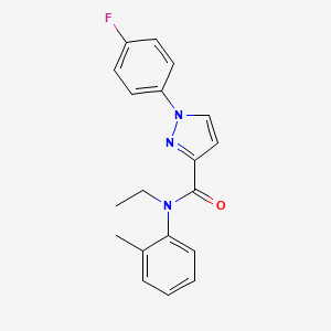molecular formula C19H18FN3O B7561562 N-ethyl-1-(4-fluorophenyl)-N-(2-methylphenyl)pyrazole-3-carboxamide 