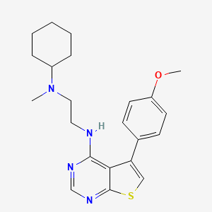 molecular formula C22H28N4OS B7561583 N-cyclohexyl-N'-[5-(4-methoxyphenyl)thieno[2,3-d]pyrimidin-4-yl]-N-methylethane-1,2-diamine 