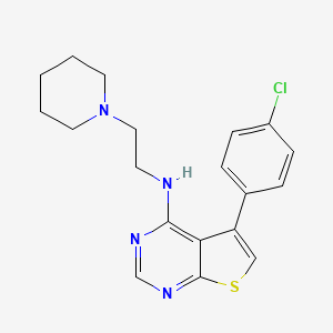molecular formula C19H21ClN4S B7561598 5-(4-chlorophenyl)-N-(2-piperidin-1-ylethyl)thieno[2,3-d]pyrimidin-4-amine 