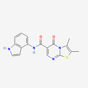 molecular formula C17H14N4O2S B7561629 N-(1H-indol-4-yl)-2,3-dimethyl-5-oxo-5H-[1,3]thiazolo[3,2-a]pyrimidine-6-carboxamide 