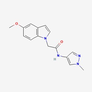 molecular formula C15H16N4O2 B7561698 2-(5-methoxy-1H-indol-1-yl)-N-(1-methyl-1H-pyrazol-4-yl)acetamide 
