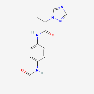 molecular formula C13H15N5O2 B7561702 N-(4-acetamidophenyl)-2-(1,2,4-triazol-1-yl)propanamide 