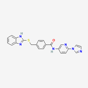 molecular formula C23H18N6OS B7561707 4-(1H-benzimidazol-2-ylsulfanylmethyl)-N-(6-imidazol-1-ylpyridin-3-yl)benzamide 