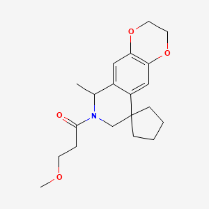 molecular formula C20H27NO4 B7561822 3-Methoxy-1-(6-methylspiro[2,3,6,8-tetrahydro-[1,4]dioxino[2,3-g]isoquinoline-9,1'-cyclopentane]-7-yl)propan-1-one 