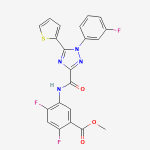 molecular formula C21H13F3N4O3S B7561843 Methyl 2,4-difluoro-5-[[1-(3-fluorophenyl)-5-thiophen-2-yl-1,2,4-triazole-3-carbonyl]amino]benzoate 
