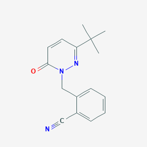 molecular formula C16H17N3O B7561871 2-[(3-Tert-butyl-6-oxopyridazin-1-yl)methyl]benzonitrile 
