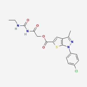 molecular formula C18H17ClN4O4S B7561901 [2-(Ethylcarbamoylamino)-2-oxoethyl] 1-(4-chlorophenyl)-3-methylthieno[2,3-c]pyrazole-5-carboxylate 