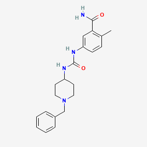 molecular formula C21H26N4O2 B7561917 5-[(1-Benzylpiperidin-4-yl)carbamoylamino]-2-methylbenzamide 
