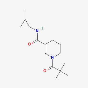 molecular formula C15H26N2O2 B7561933 1-(2,2-dimethylpropanoyl)-N-(2-methylcyclopropyl)piperidine-3-carboxamide 