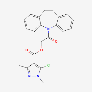 molecular formula C22H20ClN3O3 B7561941 [2-(5,6-Dihydrobenzo[b][1]benzazepin-11-yl)-2-oxoethyl] 5-chloro-1,3-dimethylpyrazole-4-carboxylate 