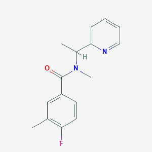 molecular formula C16H17FN2O B7562082 4-fluoro-N,3-dimethyl-N-(1-pyridin-2-ylethyl)benzamide 