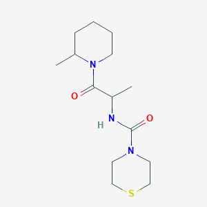 molecular formula C14H25N3O2S B7562119 N-[1-(2-methylpiperidin-1-yl)-1-oxopropan-2-yl]thiomorpholine-4-carboxamide 
