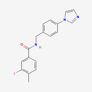 molecular formula C18H16IN3O B7562186 N-[(4-imidazol-1-ylphenyl)methyl]-3-iodo-4-methylbenzamide 