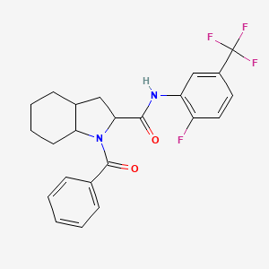 molecular formula C23H22F4N2O2 B7562200 1-benzoyl-N-[2-fluoro-5-(trifluoromethyl)phenyl]-2,3,3a,4,5,6,7,7a-octahydroindole-2-carboxamide 