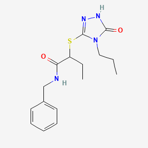 molecular formula C16H22N4O2S B7562241 N-benzyl-2-[(5-oxo-4-propyl-1H-1,2,4-triazol-3-yl)sulfanyl]butanamide 