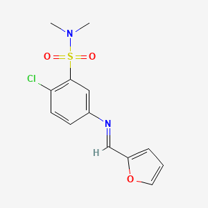 molecular formula C13H13ClN2O3S B7562263 2-chloro-5-(furan-2-ylmethylideneamino)-N,N-dimethylbenzenesulfonamide 