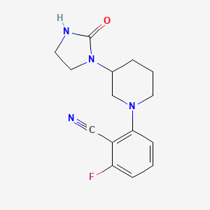 molecular formula C15H17FN4O B7562274 2-Fluoro-6-[3-(2-oxoimidazolidin-1-yl)piperidin-1-yl]benzonitrile 