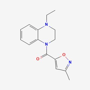 molecular formula C15H17N3O2 B7562280 (4-Ethyl-2,3-dihydroquinoxalin-1-yl)-(3-methyl-1,2-oxazol-5-yl)methanone 