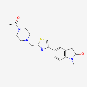 molecular formula C19H22N4O2S B7562296 5-[2-[(4-acetylpiperazin-1-yl)methyl]-1,3-thiazol-4-yl]-1-methyl-3H-indol-2-one 