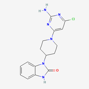 molecular formula C16H17ClN6O B7562304 3-[1-(2-amino-6-chloropyrimidin-4-yl)piperidin-4-yl]-1H-benzimidazol-2-one 