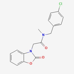 molecular formula C17H15ClN2O3 B7562337 N-[(4-chlorophenyl)methyl]-N-methyl-2-(2-oxo-1,3-benzoxazol-3-yl)acetamide 