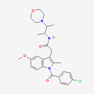 molecular formula C27H32ClN3O4 B7562362 2-[1-(4-chlorobenzoyl)-5-methoxy-2-methylindol-3-yl]-N-(3-morpholin-4-ylbutan-2-yl)acetamide 