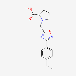 molecular formula C17H21N3O3 B7562366 Methyl 1-[[3-(4-ethylphenyl)-1,2,4-oxadiazol-5-yl]methyl]pyrrolidine-2-carboxylate 