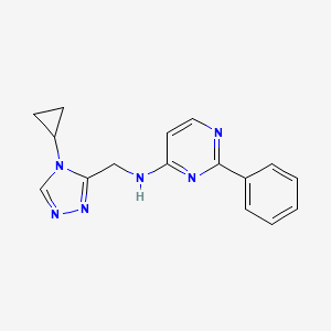 molecular formula C16H16N6 B7562377 N-[(4-cyclopropyl-1,2,4-triazol-3-yl)methyl]-2-phenylpyrimidin-4-amine 