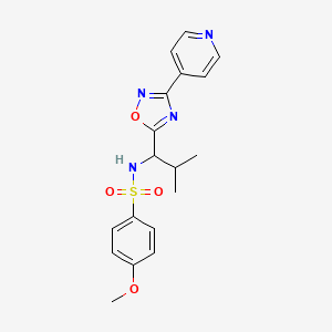 molecular formula C18H20N4O4S B7562391 4-methoxy-N-[2-methyl-1-(3-pyridin-4-yl-1,2,4-oxadiazol-5-yl)propyl]benzenesulfonamide 