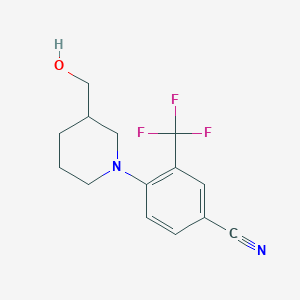 molecular formula C14H15F3N2O B7562410 4-[3-(Hydroxymethyl)piperidin-1-yl]-3-(trifluoromethyl)benzonitrile 